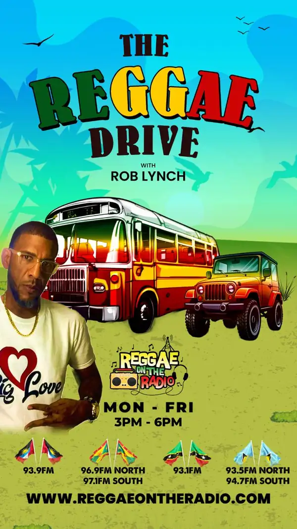 The Reggae Drive with Rob Lynch, Monday to Friday 3PM to 6PM